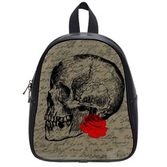 Skull And Rose  School Bags (small)  by Valentinaart