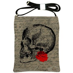 Skull And Rose  Shoulder Sling Bags by Valentinaart