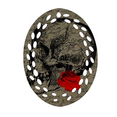 Skull And Rose  Oval Filigree Ornament (two Sides) by Valentinaart