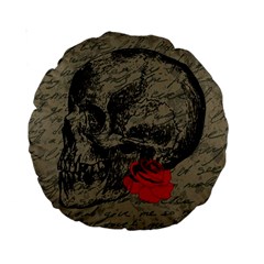 Skull And Rose  Standard 15  Premium Round Cushions by Valentinaart