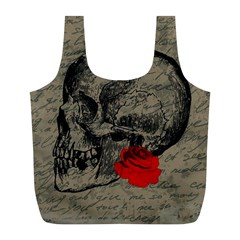 Skull And Rose  Full Print Recycle Bags (l) 