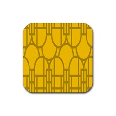 The Michigan Pattern Yellow Rubber Coaster (square)  by Simbadda