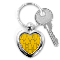 The Michigan Pattern Yellow Key Chains (heart) 