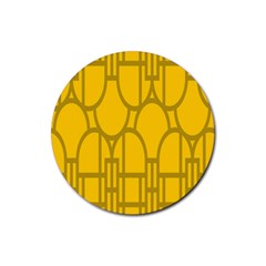 The Michigan Pattern Yellow Rubber Coaster (round)  by Simbadda