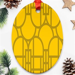 The Michigan Pattern Yellow Oval Ornament (two Sides) by Simbadda