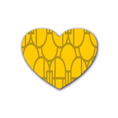 The Michigan Pattern Yellow Rubber Coaster (heart) 