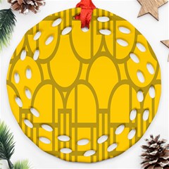 The Michigan Pattern Yellow Round Filigree Ornament (two Sides) by Simbadda