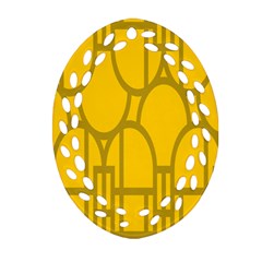 The Michigan Pattern Yellow Oval Filigree Ornament (two Sides)