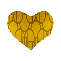 The Michigan Pattern Yellow Standard 16  Premium Flano Heart Shape Cushions