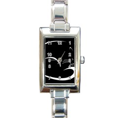 Cat Black Vector Minimalism Rectangle Italian Charm Watch