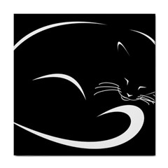 Cat Black Vector Minimalism Tile Coasters by Simbadda