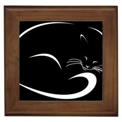 Cat Black Vector Minimalism Framed Tiles by Simbadda