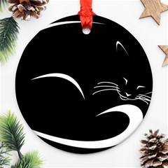 Cat Black Vector Minimalism Ornament (round) by Simbadda