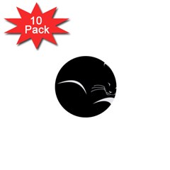 Cat Black Vector Minimalism 1  Mini Buttons (10 Pack)  by Simbadda