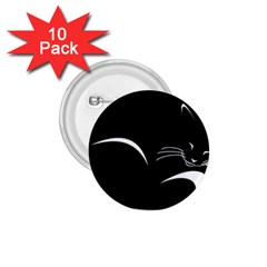 Cat Black Vector Minimalism 1 75  Buttons (10 Pack)