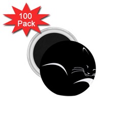 Cat Black Vector Minimalism 1 75  Magnets (100 Pack) 