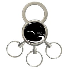 Cat Black Vector Minimalism 3-ring Key Chains