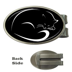 Cat Black Vector Minimalism Money Clips (oval) 