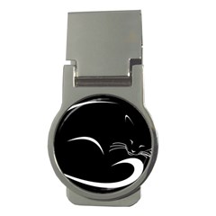 Cat Black Vector Minimalism Money Clips (round)  by Simbadda