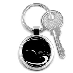 Cat Black Vector Minimalism Key Chains (round)  by Simbadda