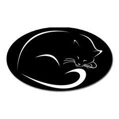 Cat Black Vector Minimalism Oval Magnet by Simbadda