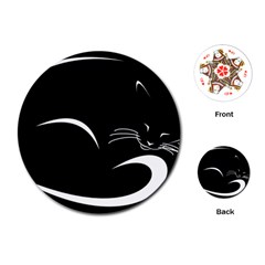 Cat Black Vector Minimalism Playing Cards (round) 