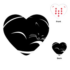 Cat Black Vector Minimalism Playing Cards (heart) 