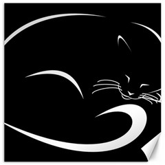 Cat Black Vector Minimalism Canvas 12  X 12  