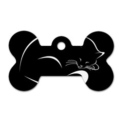 Cat Black Vector Minimalism Dog Tag Bone (two Sides) by Simbadda