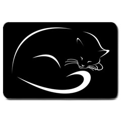 Cat Black Vector Minimalism Large Doormat 