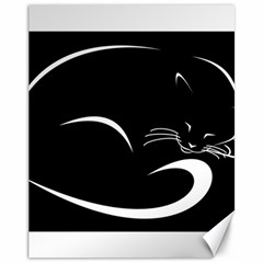 Cat Black Vector Minimalism Canvas 11  X 14  