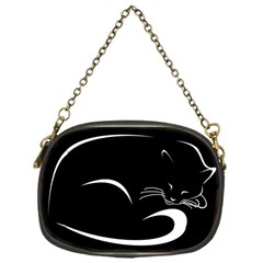 Cat Black Vector Minimalism Chain Purses (one Side) 