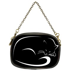 Cat Black Vector Minimalism Chain Purses (two Sides) 