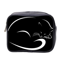 Cat Black Vector Minimalism Mini Toiletries Bag 2-side by Simbadda