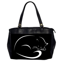 Cat Black Vector Minimalism Office Handbags (2 Sides) 