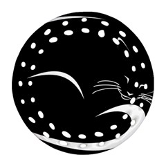 Cat Black Vector Minimalism Ornament (round Filigree)