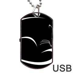 Cat Black Vector Minimalism Dog Tag Usb Flash (one Side) by Simbadda