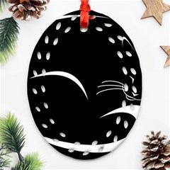 Cat Black Vector Minimalism Ornament (oval Filigree)