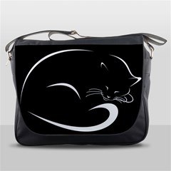 Cat Black Vector Minimalism Messenger Bags