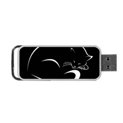 Cat Black Vector Minimalism Portable Usb Flash (one Side) by Simbadda