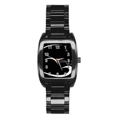 Cat Black Vector Minimalism Stainless Steel Barrel Watch