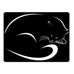 Cat Black Vector Minimalism Double Sided Fleece Blanket (small) 