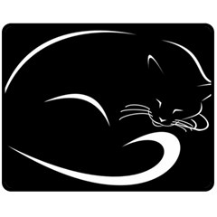 Cat Black Vector Minimalism Double Sided Fleece Blanket (medium) 