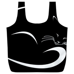 Cat Black Vector Minimalism Full Print Recycle Bags (l)  by Simbadda