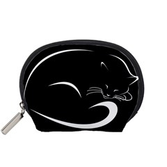 Cat Black Vector Minimalism Accessory Pouches (small) 