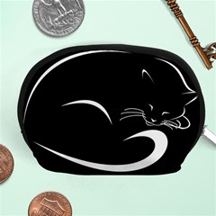 Cat Black Vector Minimalism Accessory Pouches (medium)  by Simbadda