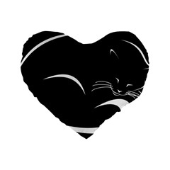 Cat Black Vector Minimalism Standard 16  Premium Flano Heart Shape Cushions