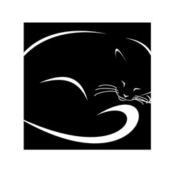 Cat Black Vector Minimalism Small Satin Scarf (square) by Simbadda