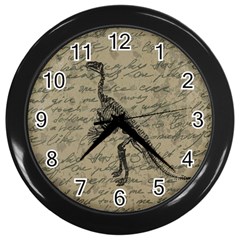 Dinosaur Skeleton Wall Clocks (black) by Valentinaart