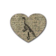 Dinosaur Skeleton Rubber Coaster (heart)  by Valentinaart